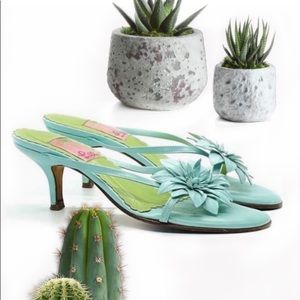 Lilly Pulitzer Blue Green 7.5 Strappy Sandals LP